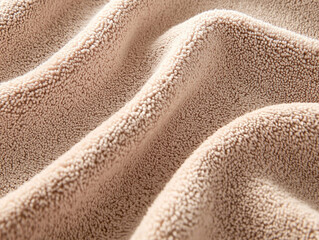 Close-up image of a soft, beige fabric with a wavy texture.