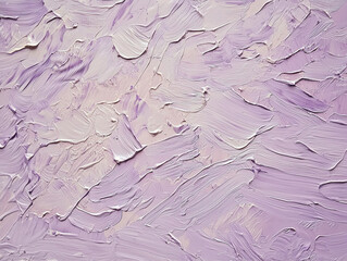 Abstract painting with thick brushstrokes of lavender and white paint.