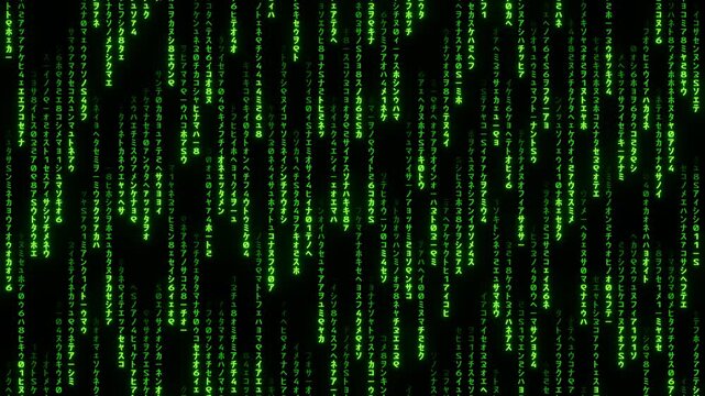 Matrix rain of japanese alphabet, decryption and encoding, Algorithm, Digital Rain Effect