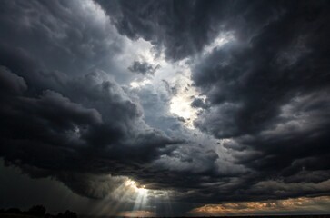 Obraz premium Hole in the Dramatic Clouds, mysterious cloudscape 