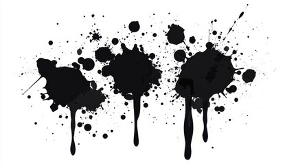 Black ink splatter art on white background