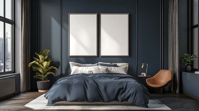 Modern Minimalist Bedroom in Dark Gray / ダークグレーのモダンでミニマルな寝室
