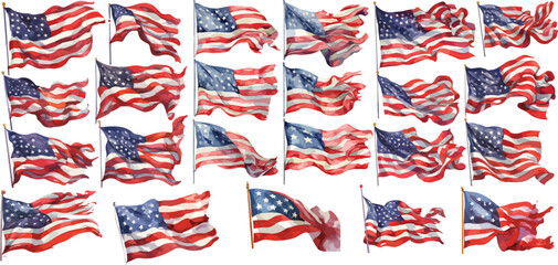 Fototapeta premium american flag watercolor clipart