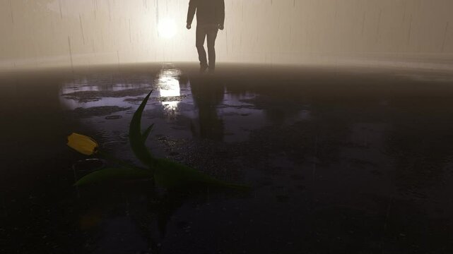 Silhouette walking in the dark
