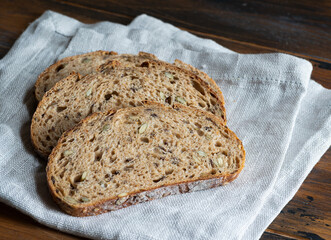 Sliced homemade sourdough bread