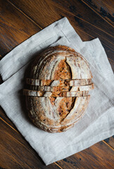 Sliced homemade sourdough bread