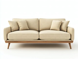 3D render of a beige fabric sofa
