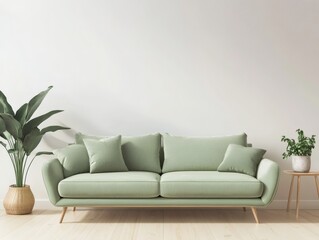 Light Green Sofa and Decor in Contemporary Living Room