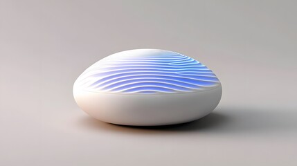 Fototapeta na wymiar Futuristic Egg-Shaped Device with Glowing Blue Wave Pattern - 3D Render
