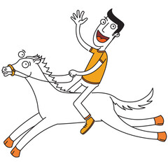 man riding a running horse