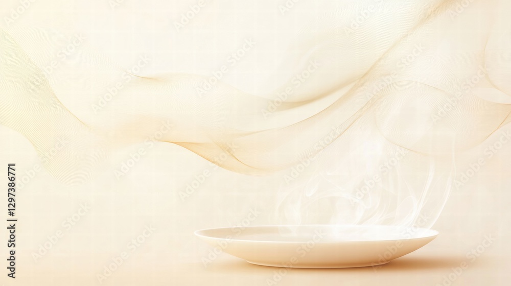 Aufkleber warm steam rising from a fresh plate of food against a softly blurred background in a cozy setting. 