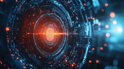 Fototapeta premium Futuristic Technology Abstract Background with Glowing Light and Circuitry