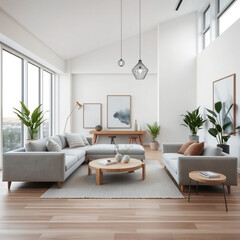 Modern luxury apartment interior in minimal scandinavian style