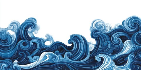Fototapeta premium Vibrant stylized ocean waves illustration