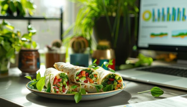 Fresh wraps with vegetables for a healthy and delicious meal. AI.