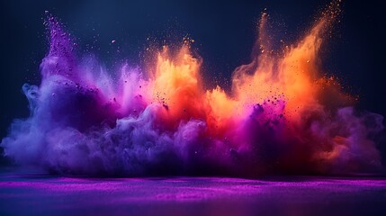 Obraz premium Vibrant Purple and Orange Powder Explosion Abstract Art