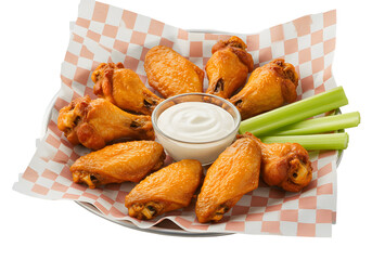Chicken wings with celery and sauce on Transparent background