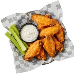 Chicken wings with celery and sauce on Transparent background