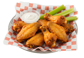 Chicken wings with celery and sauce on Transparent background