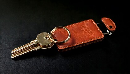 A simple yet elegant leather key holder with a brass ring, designed for functionality and style. Ideal for accessory and lifestyle themes.