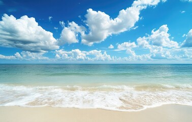 Obraz premium transparent clear waves breaking on white and clean sea beach in the evening sunset.