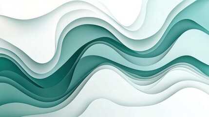 Abstract Wavy Lines Pattern in Shades of Green and White Gradient