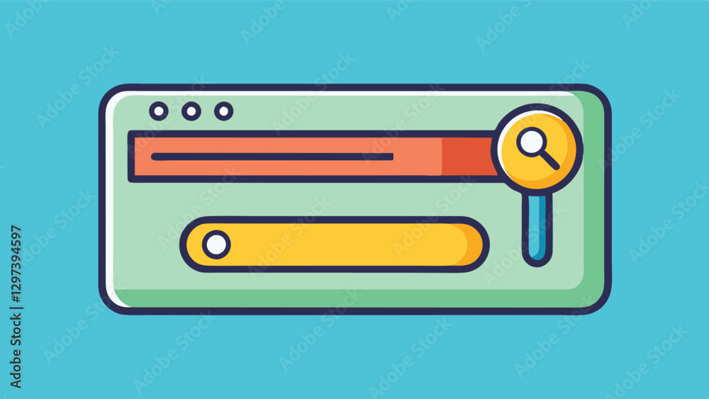 Poster Interactive vector illustration of a modern search interface with sliders and controls set against a bright blue background