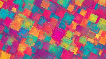 Geometric Pattern Squares Scene with Neon with Geometric