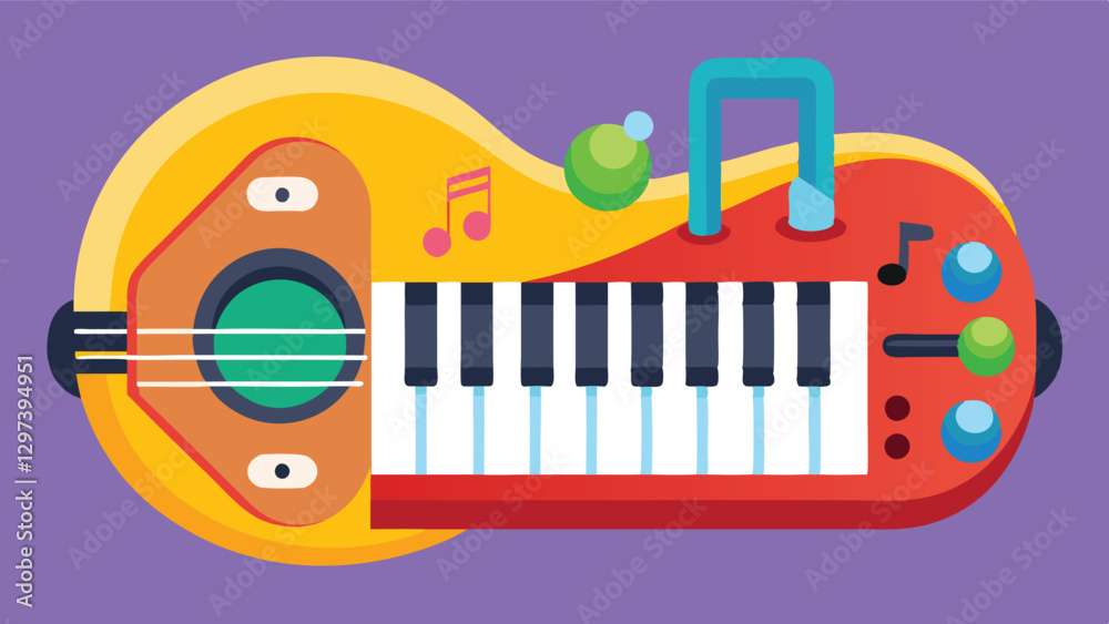 Aufkleber Colorful vector illustration of a musical keyboard combined with a unique instrument design in a modern and playful style