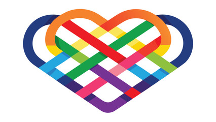 Colorful heart illustration representing love and unity in a vibrant rainbow design with intertwined shapes