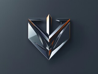 Sleek metallic crest with sharp edges, modern gradient design; high-resolution texture for professional branding.