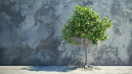 A strong tree growing through cracks in concrete, symbolizing resilience and unstoppable growth.