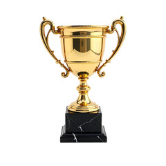 A golden trophy with handles on transparent background