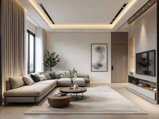 Modern luxury apartment interior in minimal scandinavian style