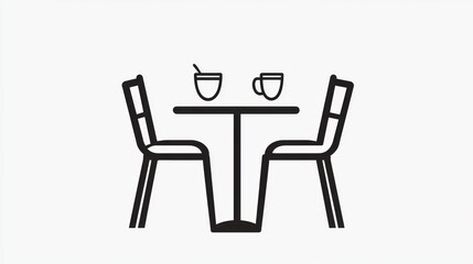 Fototapeta premium Simple Vector Illustration of a Two-Person Dining Table Setting