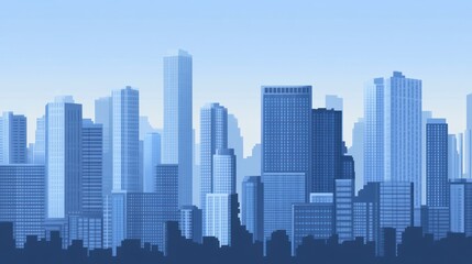 Obraz premium City skyline panoramic view, day, illustration