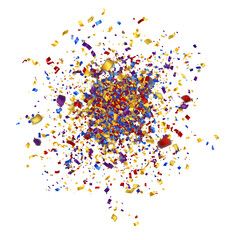 A burst of colorful confetti on transparent background
