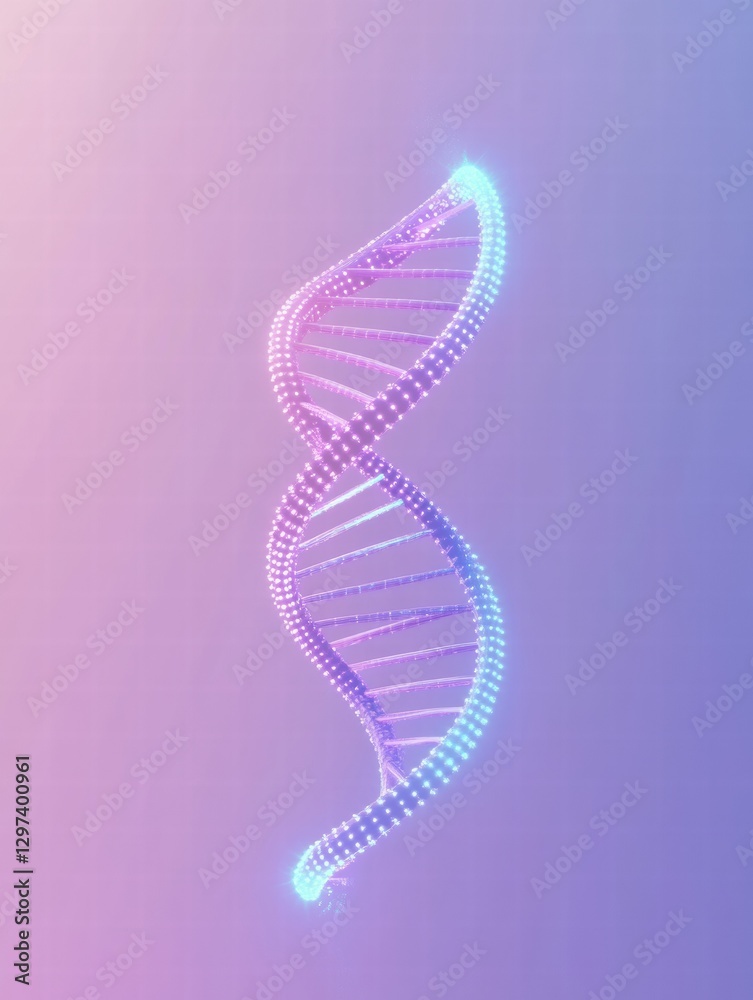 Poster glowing dna helix shines with vibrant colors in a futuristic scientific environment. generative ai