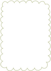 Cute empty whimsical decorative frame in coquette style, scalloped border, cloud shape, hand drawn line art illustration