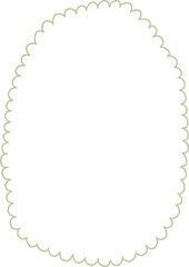 Cute whimsicaldecorative  frame in coquette style, oval border, easter egg shape, hand drawn line art illustration