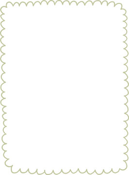 Cute empty decorative whimsical frame in coquette style, scalloped border, blob shape, hand drawn line art illustration