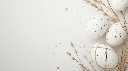 Fototapeta premium Easter eggs tied with a golden rope background