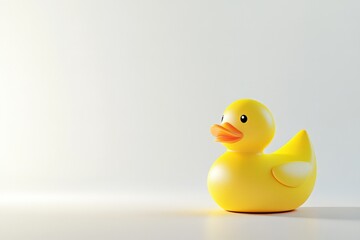 Fototapeta premium A Yellow Rubber Duck on a White Background