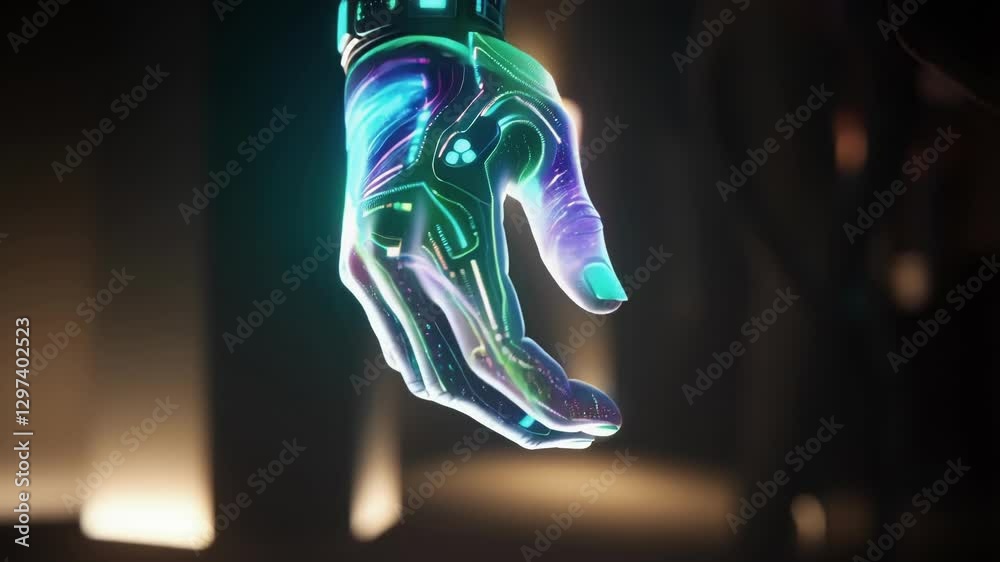 Aufkleber robotic prosthetic hand moving precisely, showcasing cutting edge medical engineering and innovative