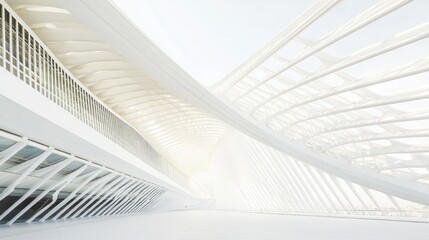 Obraz premium Modern architecture, white structure, futuristic design, indoor space, architectural photo