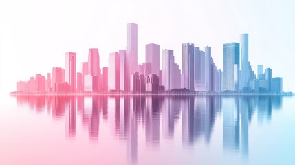 Obraz premium City skyline reflection, colorful abstract, urban landscape