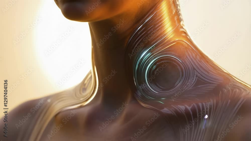 Aufkleber Microscopic nanobots navigating complex human neck tissue. Performing precise regenerative processes and demonstrating cutting edge medical technological potential for healing and tissue restoration