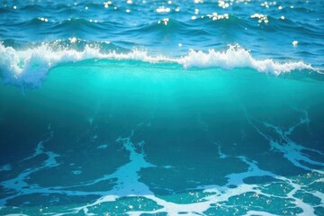 Fototapeta premium Turquoise ocean wave patterns, blue sea foam, wavy blue water, aquatic art, blue turquoise