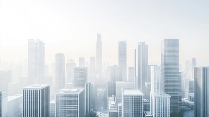 Obraz premium Cityscape aerial view, misty morning, urban architecture, stock photo