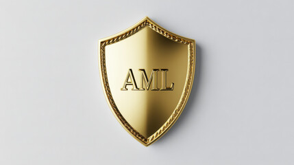 Golden shield with AML embossed, symbolizing security and protection